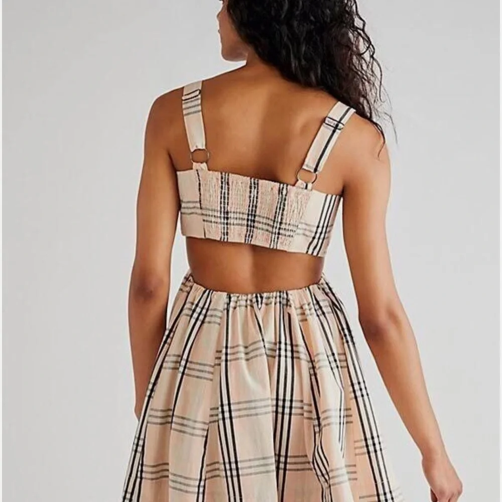 Free People Plaid Mini Dress - Beige and Black - Picture 2 of 9